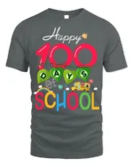 Happy 100 Days of School Celebration T-shirt - gray t-shirt on white background