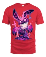 Psychedelic Bunny Horror Vibes T-Shirt - red t-shirt on white background