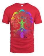 Psychedelic Mushroom Tree of Life T-Shirt - red t-shirt on white background
