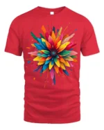 Color Splash Abstract Flower Art T-Shirt - red t-shirt on white background