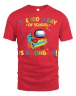 100th Day of School Among Us Style T-shirt - red t-shirt on white background