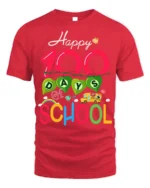 Happy 100 Days of School Celebration T-shirt - red t-shirt on white background