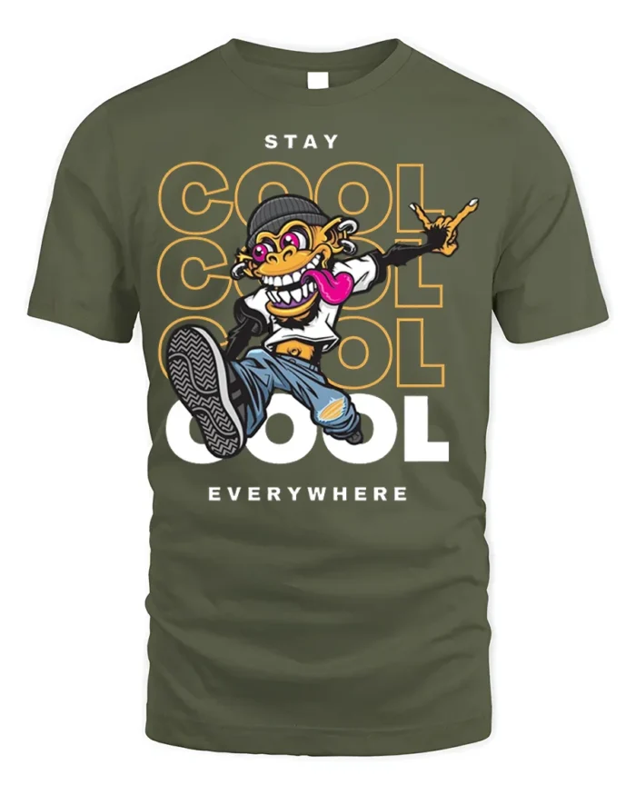 Urban Stay Cool Everywhere Graphic T-shirt - military green t-shirt on white background