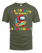 100th Day of School Among Us Style T-shirt - military green t-shirt on white background
