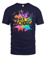 Color Splash Back to School T-shirt - navy t-shirt on white background