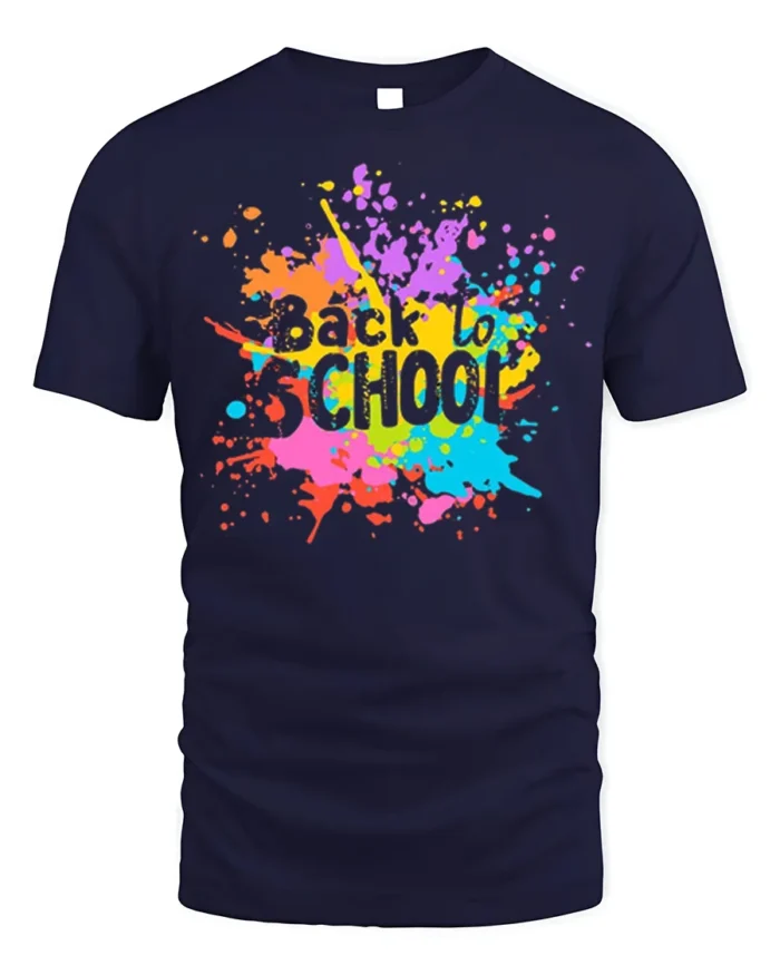 Color Splash Back to School T-shirt - navy t-shirt on white background