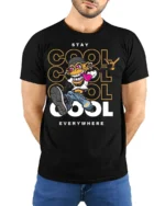 Urban Stay Cool Everywhere Graphic T-shirt - model wearing black shirt, hands behind back