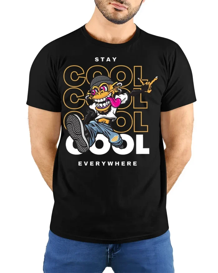 Urban Stay Cool Everywhere Graphic T-shirt - model wearing black shirt, hands behind back