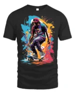 Street Skateboard Splash Art T-Shirt - black t-shirt on white background