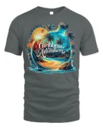 Caribbean Adventures Beach Bottle T-Shirt - gray t-shirt on white background