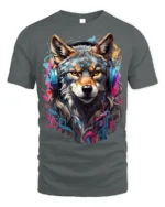 DJ Wolf Headphones Urban Style T-Shirt - gray t-shirt on white background