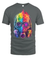Psychedelic Gas Mask Skull Art T-Shirt - gray t-shirt on white background