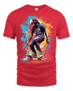 Street Skateboard Splash Art T-Shirt - red t-shirt on white background