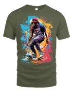 Street Skateboard Splash Art T-Shirt - military green t-shirt on white background