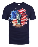 Statue of Liberty USA Flag Patriotic T-Shirt - navy t-shirt on white background
