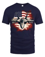 US Air Force Fighter Jet American Flag T-Shirt - navy t-shirt on white background