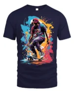 Street Skateboard Splash Art T-Shirt - navy t-shirt on white background