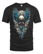 Tribal Warrior Eagle Crest Art T-shirt - black t-shirt on white background