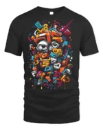 Urban Graffiti Eyes Street Art T-shirt - black t-shirt on white background