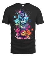 Colorful Sound Speaker Music Art T-shirt - black t-shirt on white background