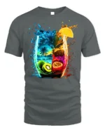 Tropical Fruit Splash Cocktail Art T-shirt - gray t-shirt on white background