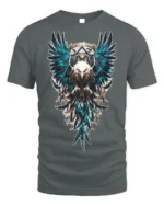 Tribal Warrior Eagle Crest Art T-shirt - gray t-shirt on white background