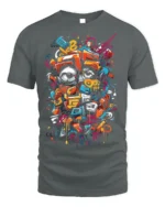 Urban Graffiti Eyes Street Art T-shirt - gray t-shirt on white background