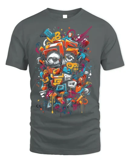 Urban Graffiti Eyes Street Art T-shirt - gray t-shirt on white background