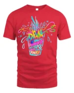 Colorful Drink Moments Neon Art T-shirt - red t-shirt on white background