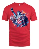 Statue of Liberty American Flag T-shirt - red t-shirt on white background