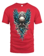 Tribal Warrior Eagle Crest Art T-shirt - red t-shirt on white background