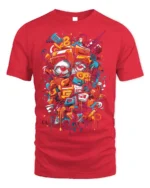 Urban Graffiti Eyes Street Art T-shirt - red t-shirt on white background
