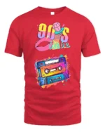 90s Cassette T-shirt with Retro Babe Vibe Art - red t-shirt on white background
