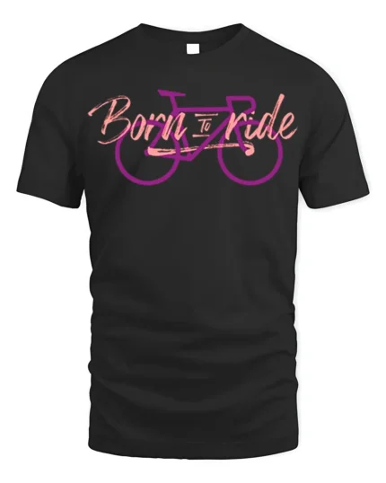 Born to Ride Bicycle T-shirt for Cyclists - black t-shirt on white background