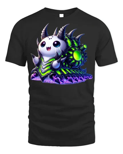 Cute Alien Monster T-shirt Sci-Fi Kawaii Style - black t-shirt on white background