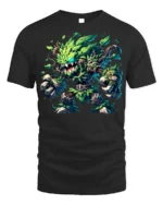 Leaf Monster Forest Guardian T-shirt Fantasy Art - black t-shirt on white background