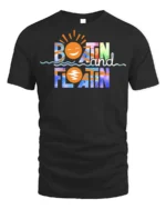 Boatin and Floatin Summer Vibes T-shirt - black t-shirt on white background