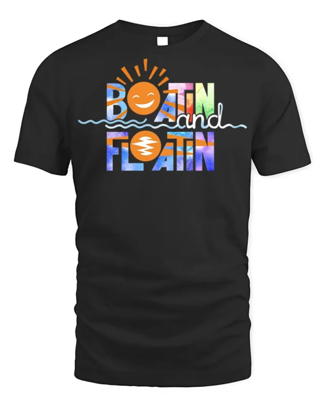 Boatin and Floatin Summer Vibes T-shirt - black t-shirt on white background