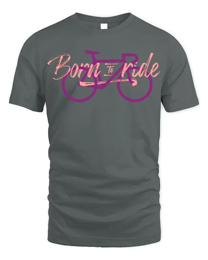 Born to Ride Bicycle T-shirt for Cyclists - gray t-shirt on white background
