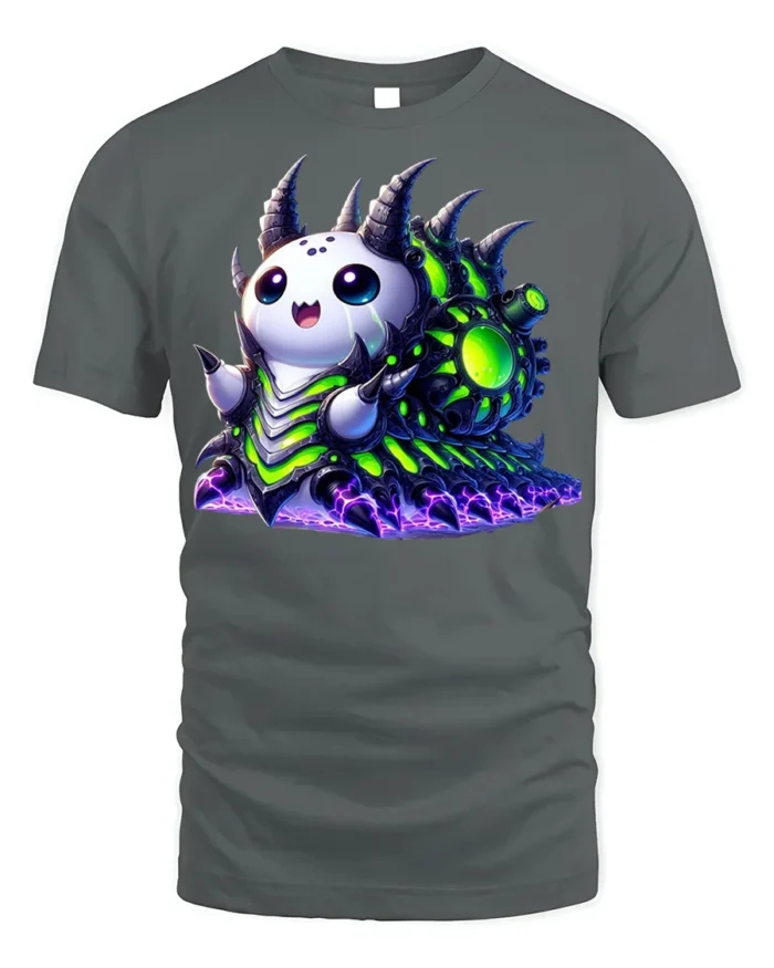 Cute Alien Monster T-shirt Sci-Fi Kawaii Style - gray t-shirt on white background