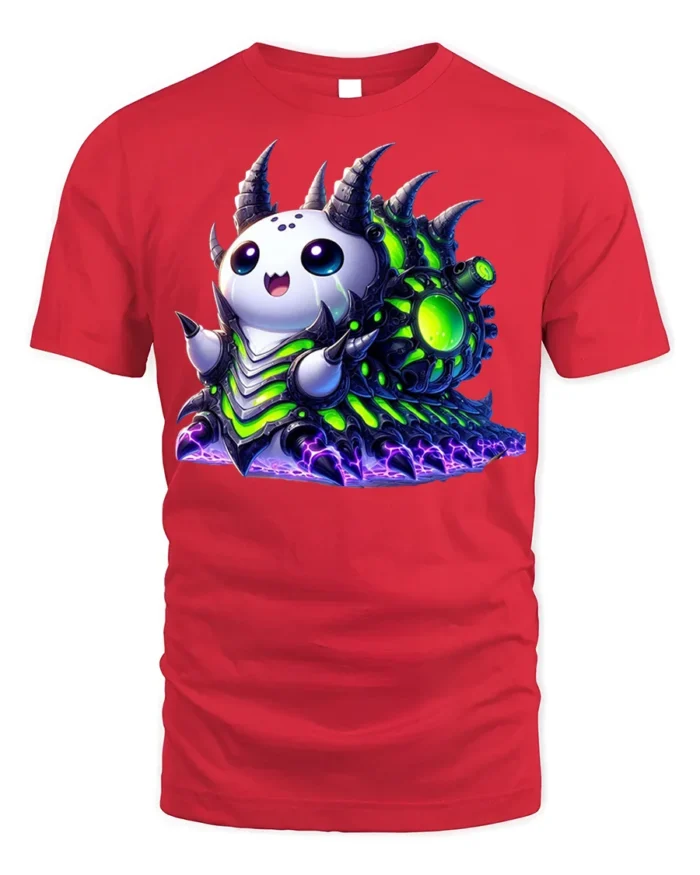 Cute Alien Monster T-shirt Sci-Fi Kawaii Style - red t-shirt on white background