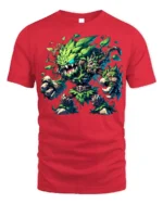 Leaf Monster Forest Guardian T-shirt Fantasy Art - red t-shirt on white background