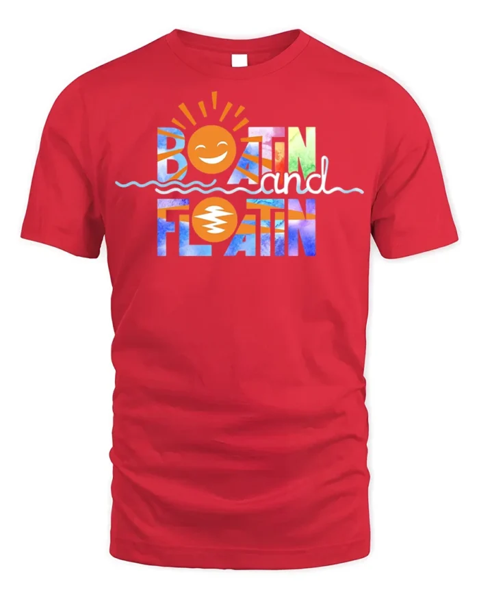 Boatin and Floatin Summer Vibes T-shirt - red t-shirt on white background