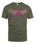 Born to Ride Bicycle T-shirt for Cyclists - military green t-shirt on white background