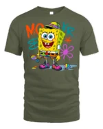 Retro Skater Sponge Graphic T-shirt Youth Style - military green t-shirt on white background