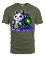 Cute Alien Monster T-shirt Sci-Fi Kawaii Style - military green t-shirt on white background