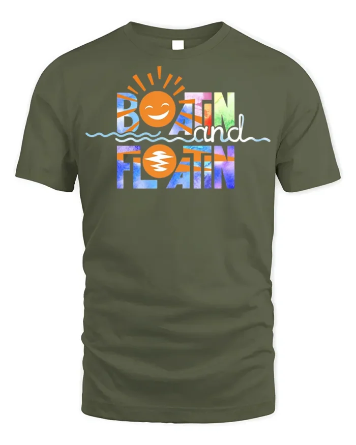 Boatin and Floatin Summer Vibes T-shirt - military green t-shirt on white background