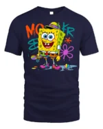 Retro Skater Sponge Graphic T-shirt Youth Style - navy t-shirt on white background