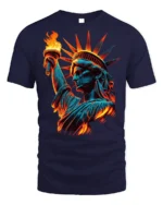 Statue of Liberty Flame Graphic T-shirt USA - navy t-shirt on white background