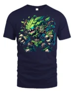 Leaf Monster Forest Guardian T-shirt Fantasy Art - navy t-shirt on white background